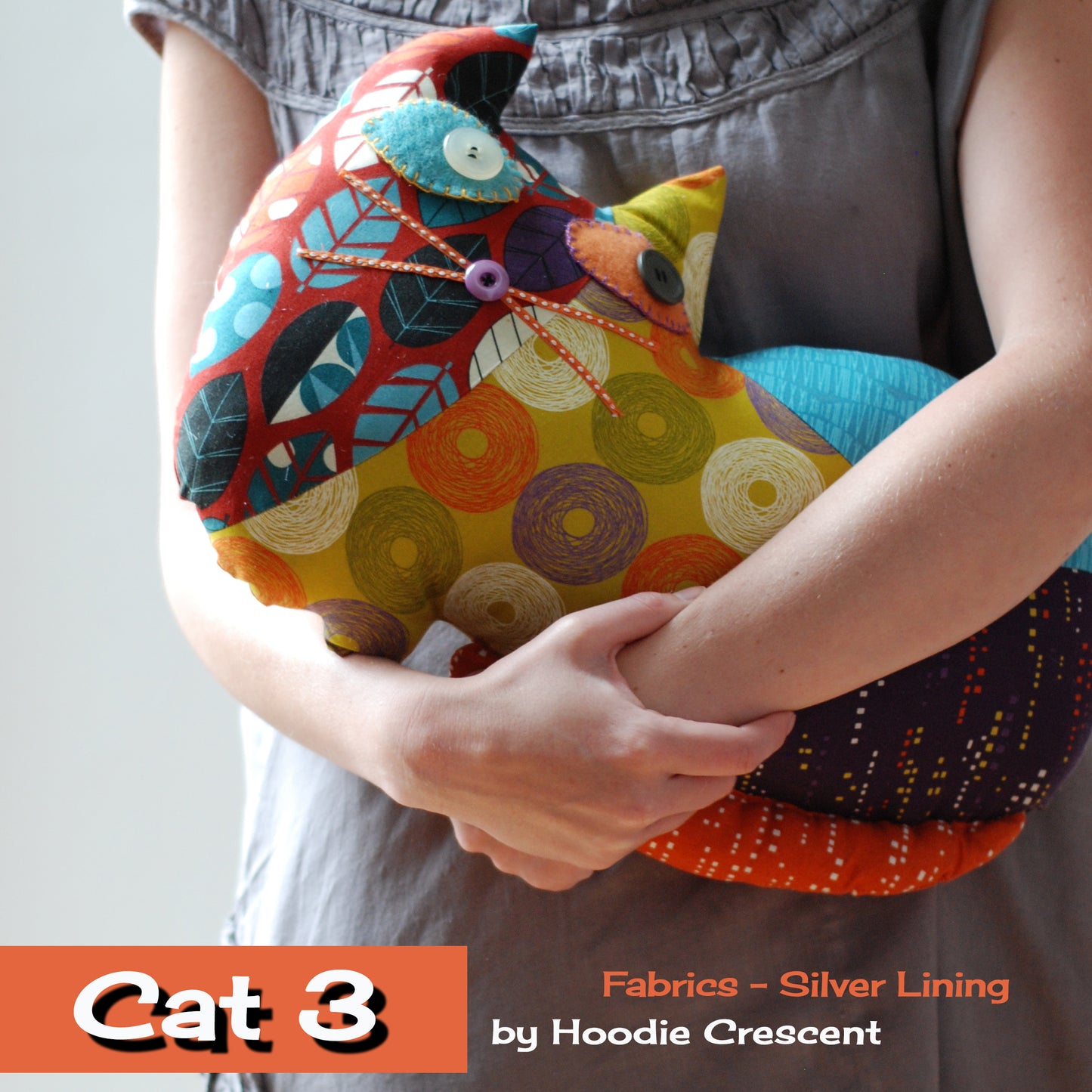 Stuffed Cat 3 - PDF Patchwork Sewing Pattern