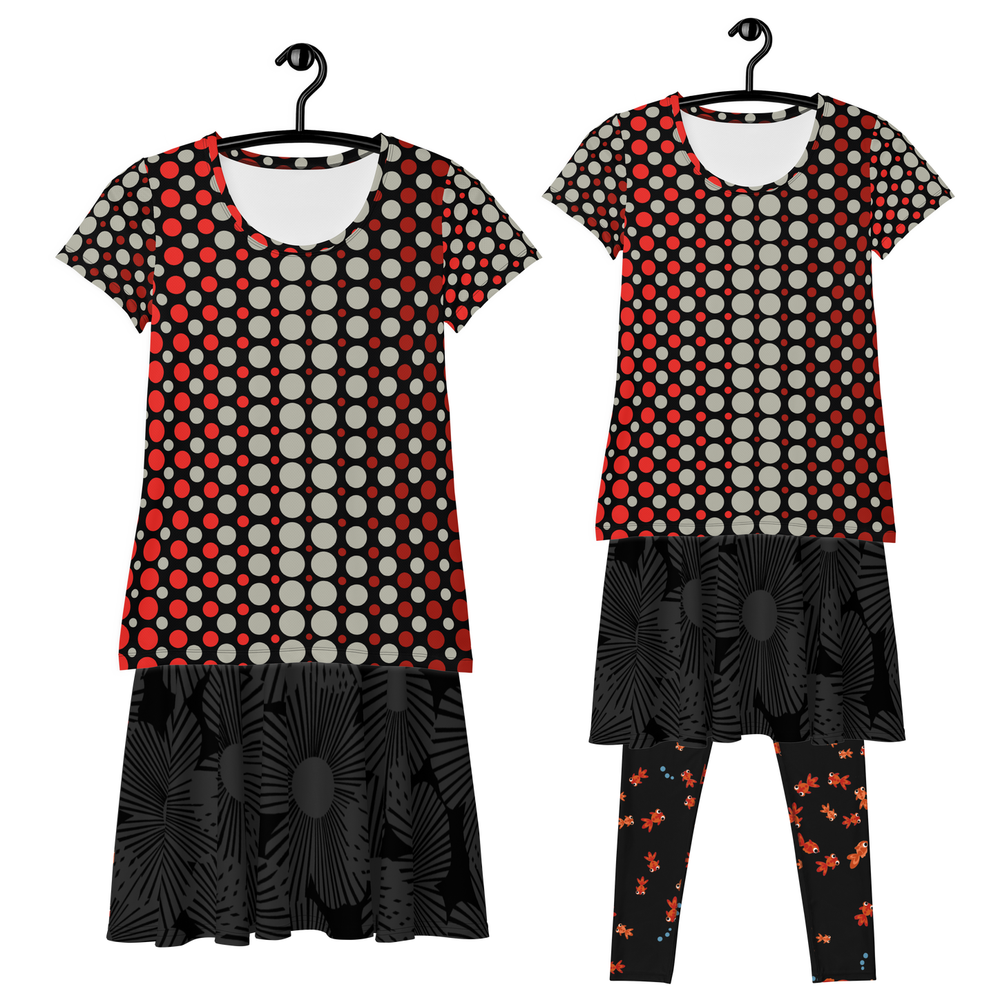 Ombre Dots Athletic T-shirts - Red