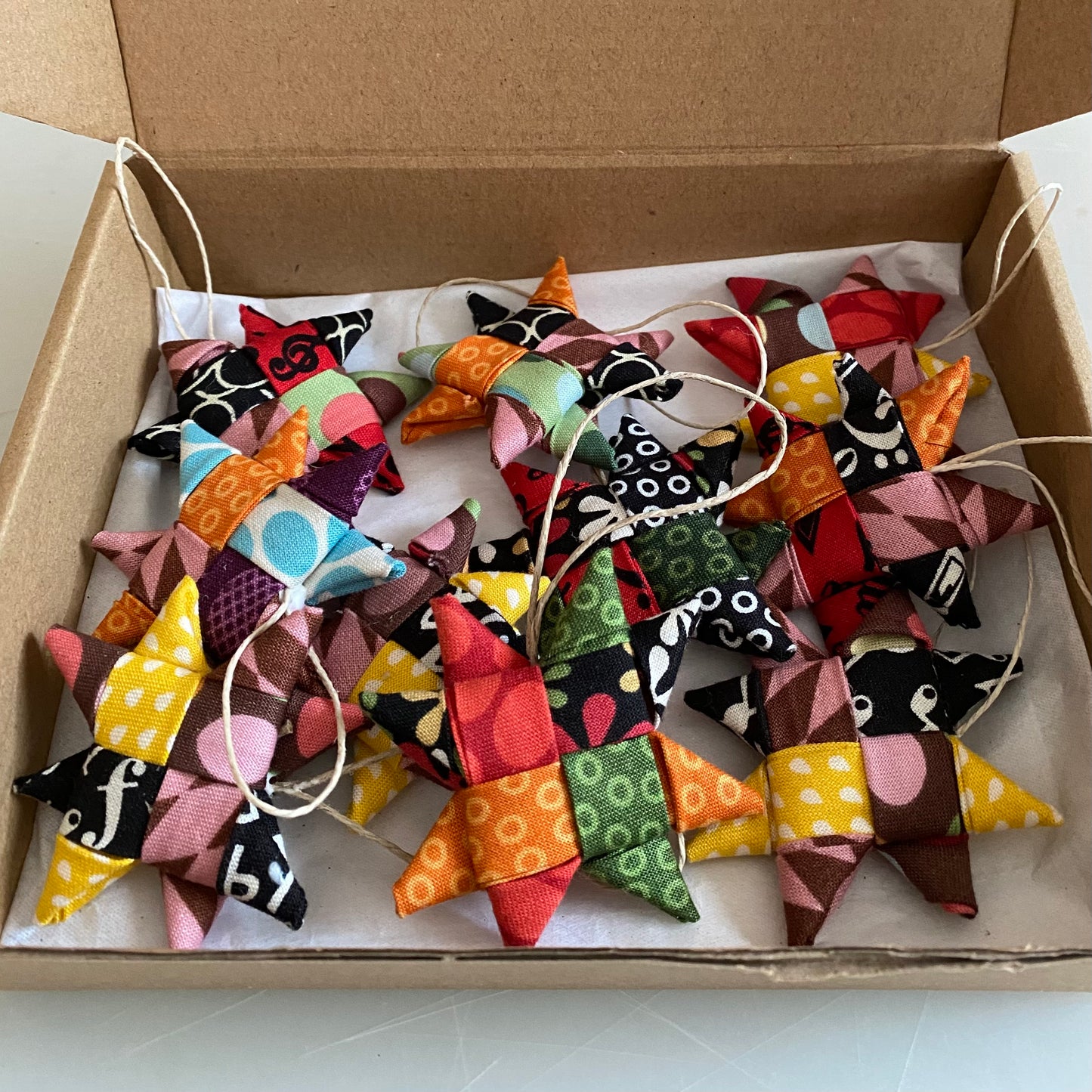 Folded Fabric Scandinavian Star Ornament / Set of Two or Ten