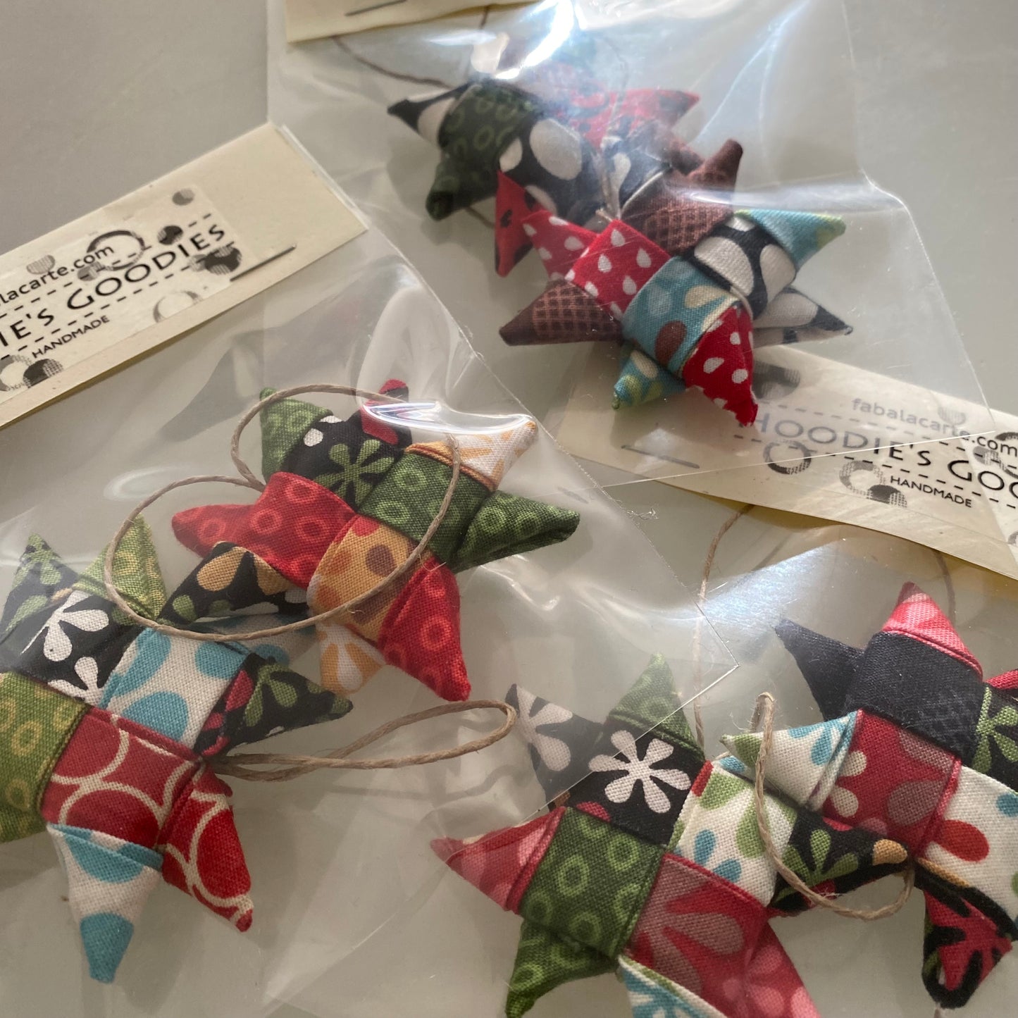 Folded Fabric Scandinavian Star Ornament / Set of Two or Ten