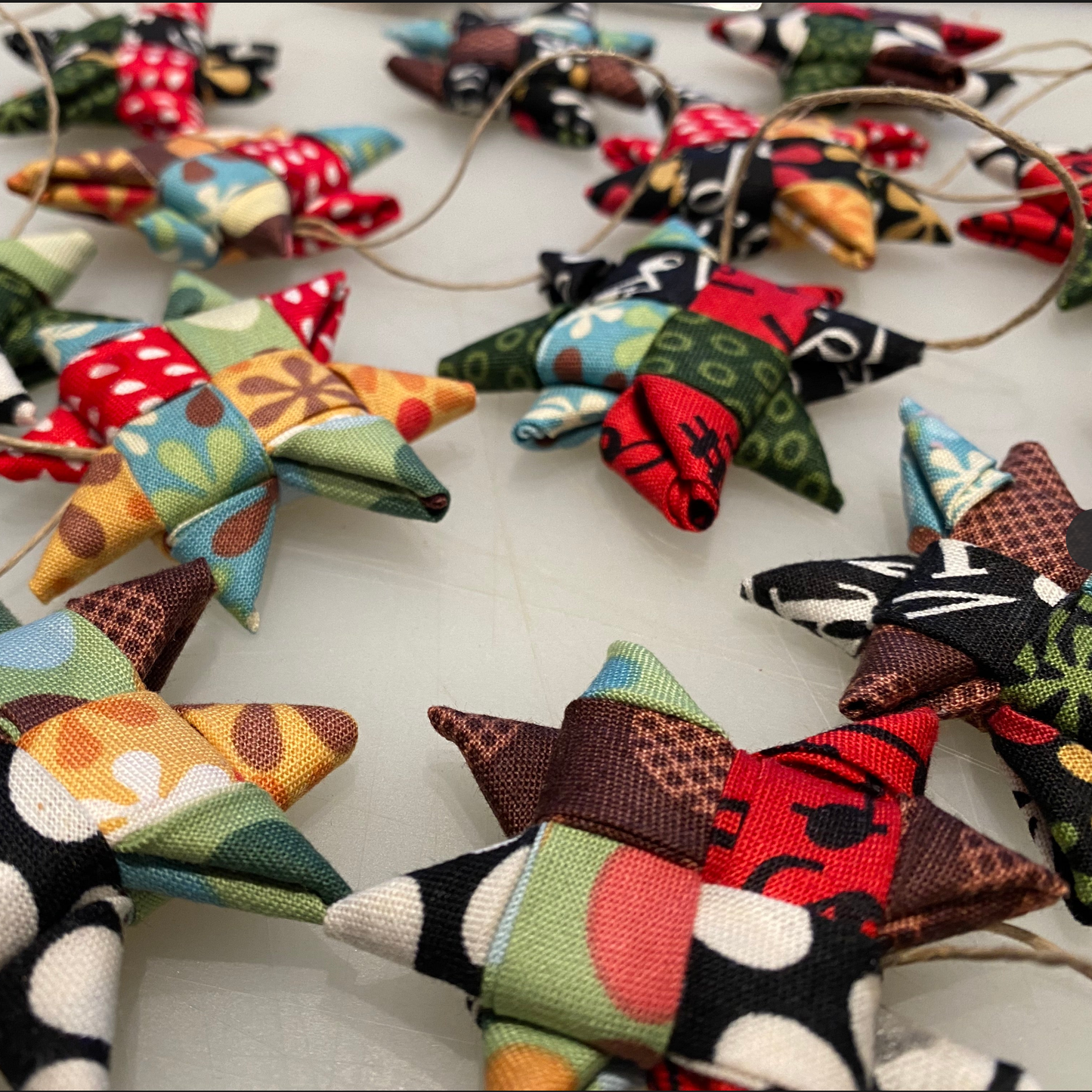 Folded Fabric Scandinavian Star Ornament / Set of Two or Ten