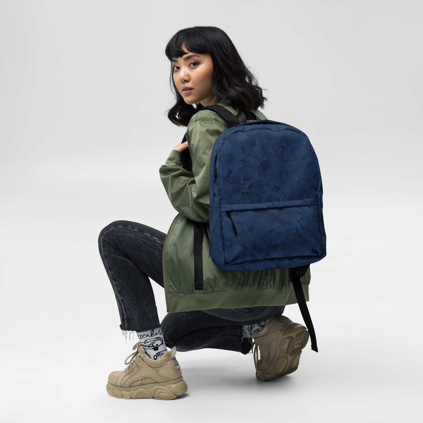 Floral Backpack - Indigo