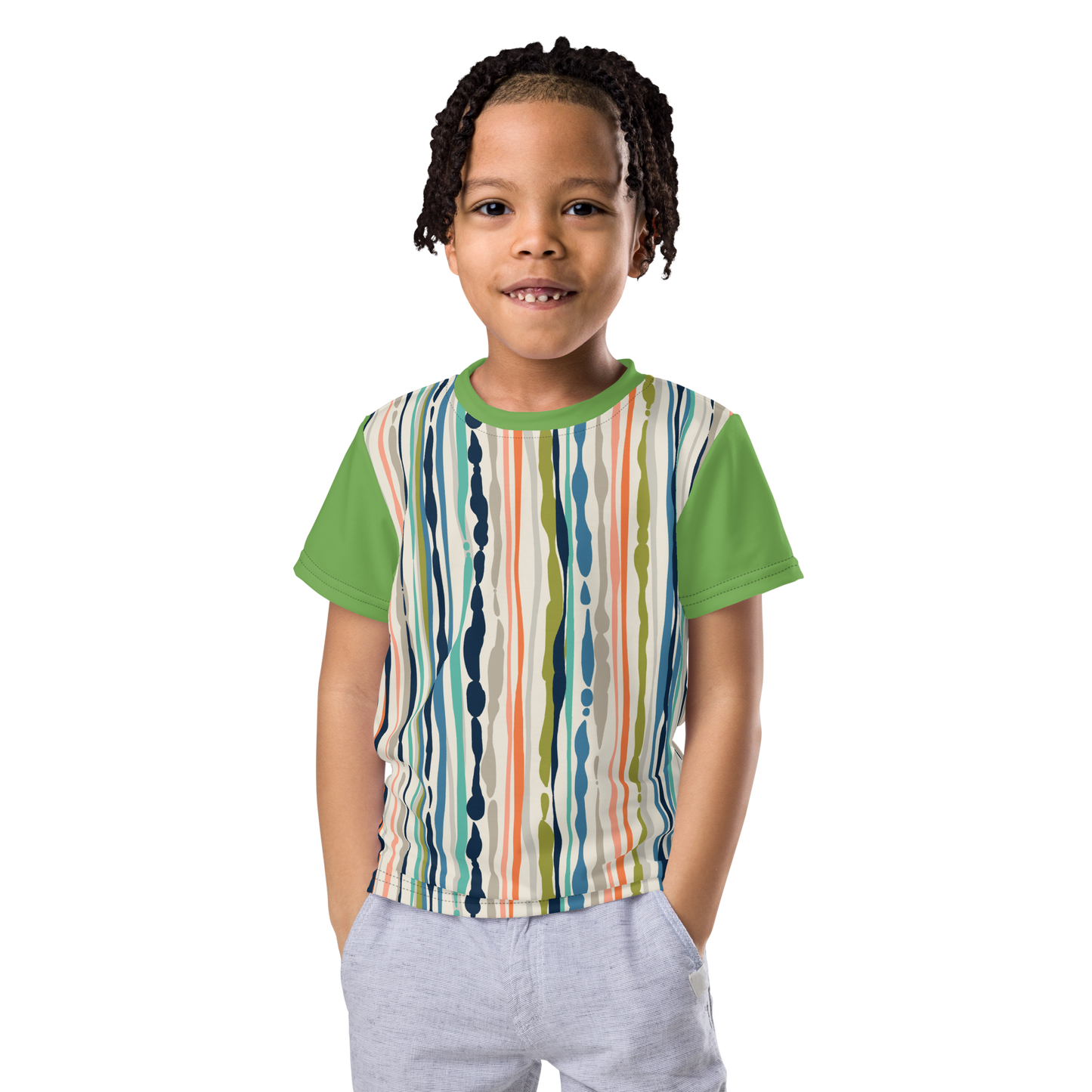 Lite-Green Paintbrush Kids crew neck t-shirt