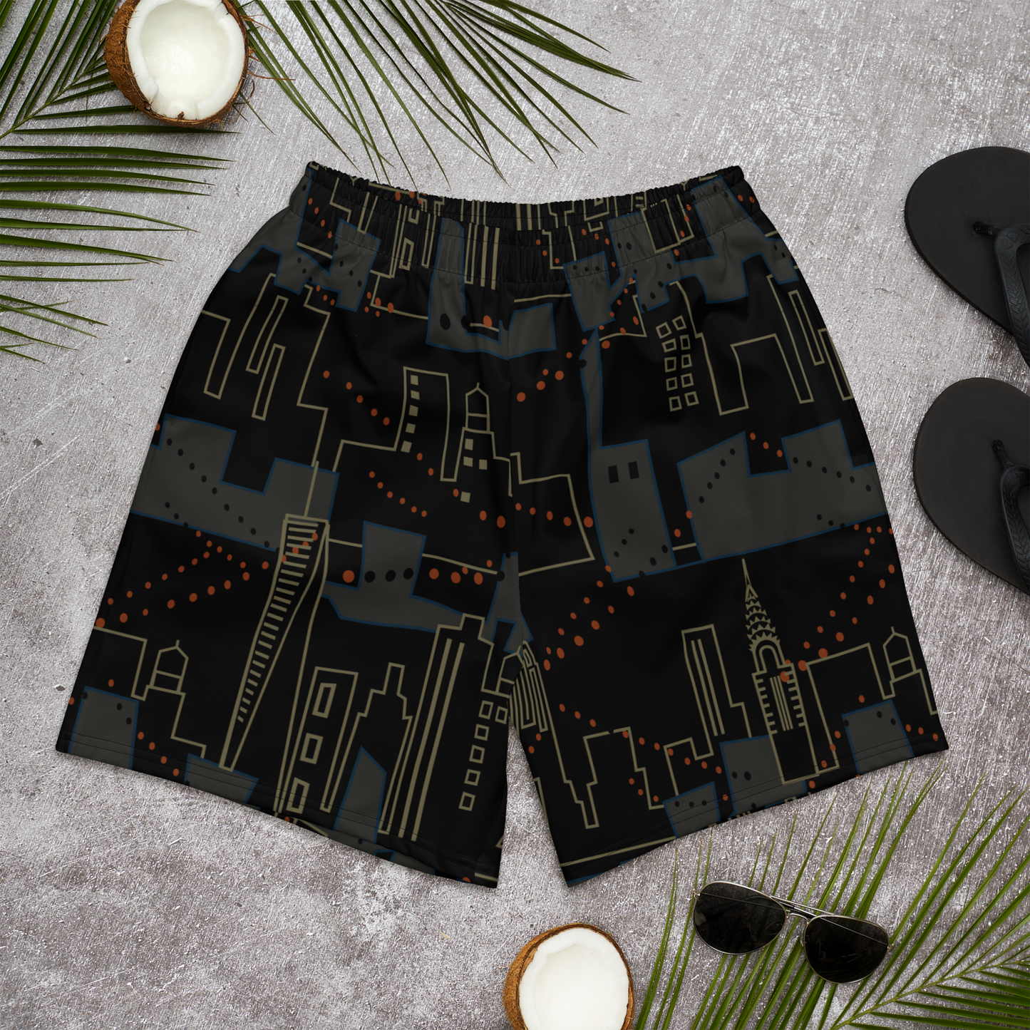 Night City Black Recycled Athletic Shorts