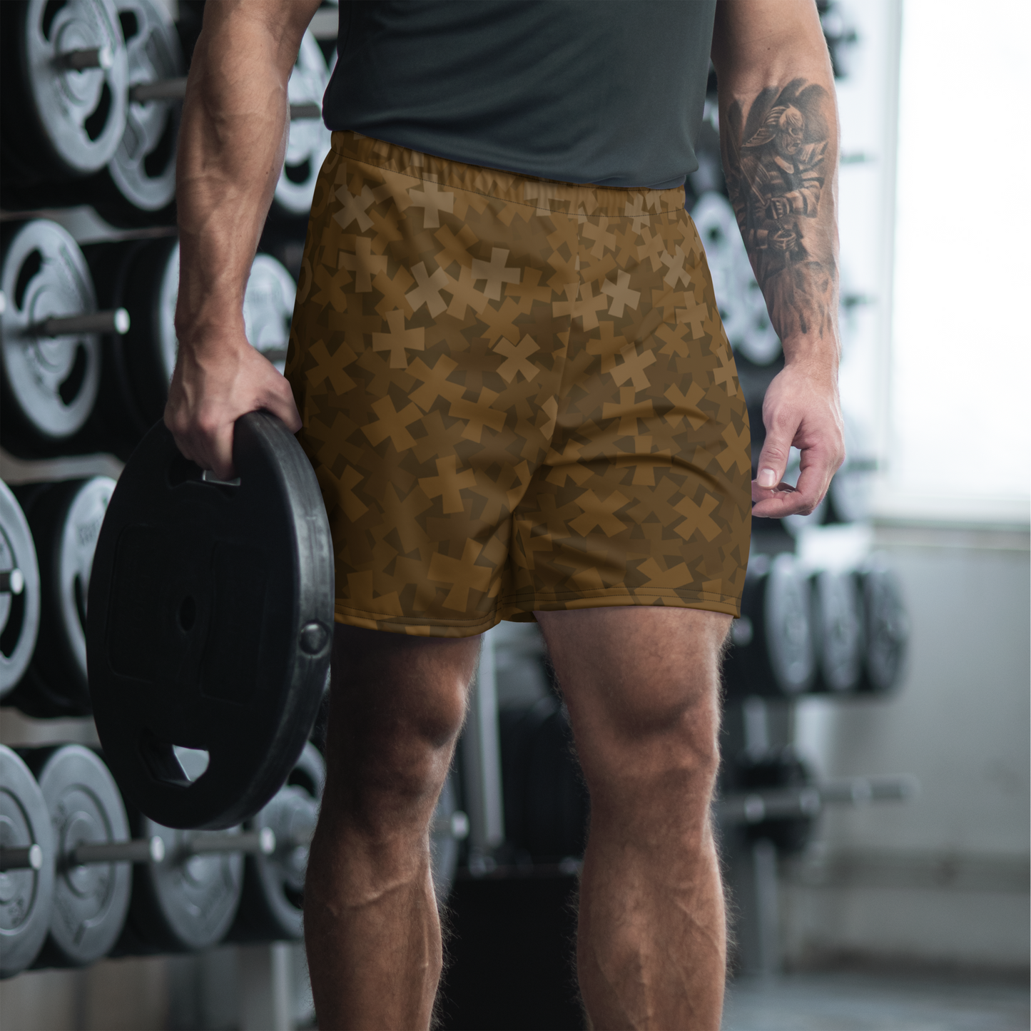 Tic Tac Toe Brown Recycled Athletic Shorts