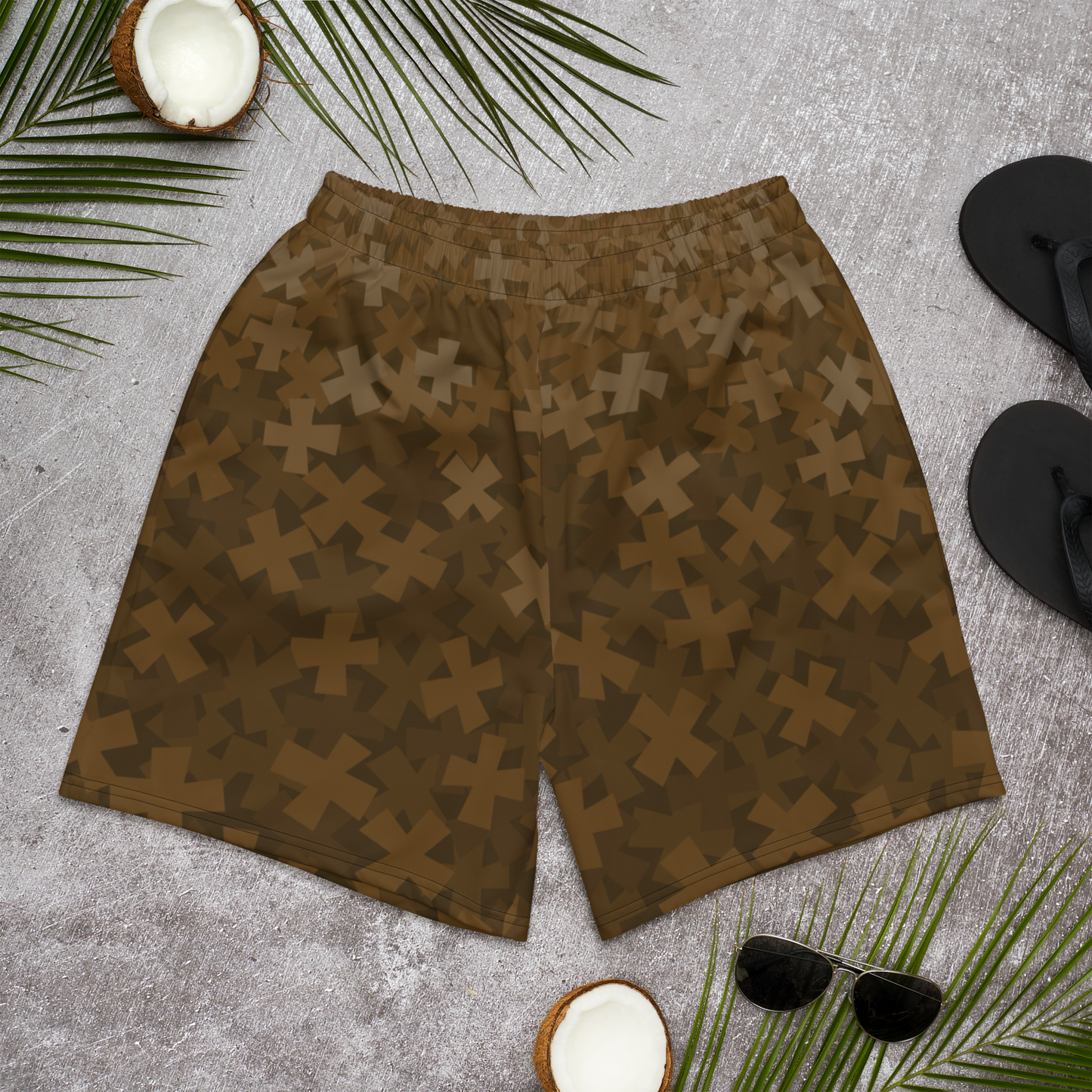 Tic Tac Toe Brown Recycled Athletic Shorts