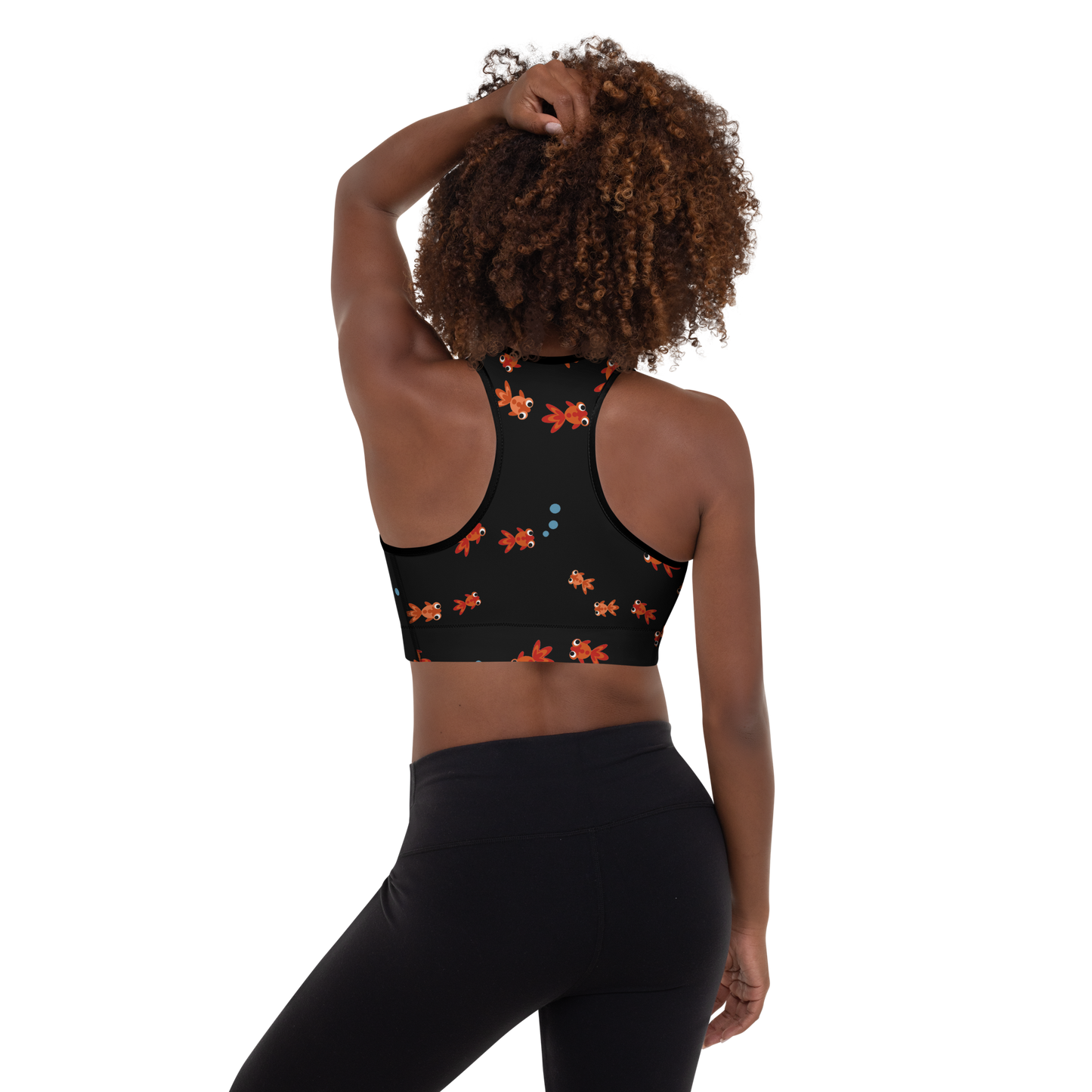 Small Goldfish Black Padded Sports Bra