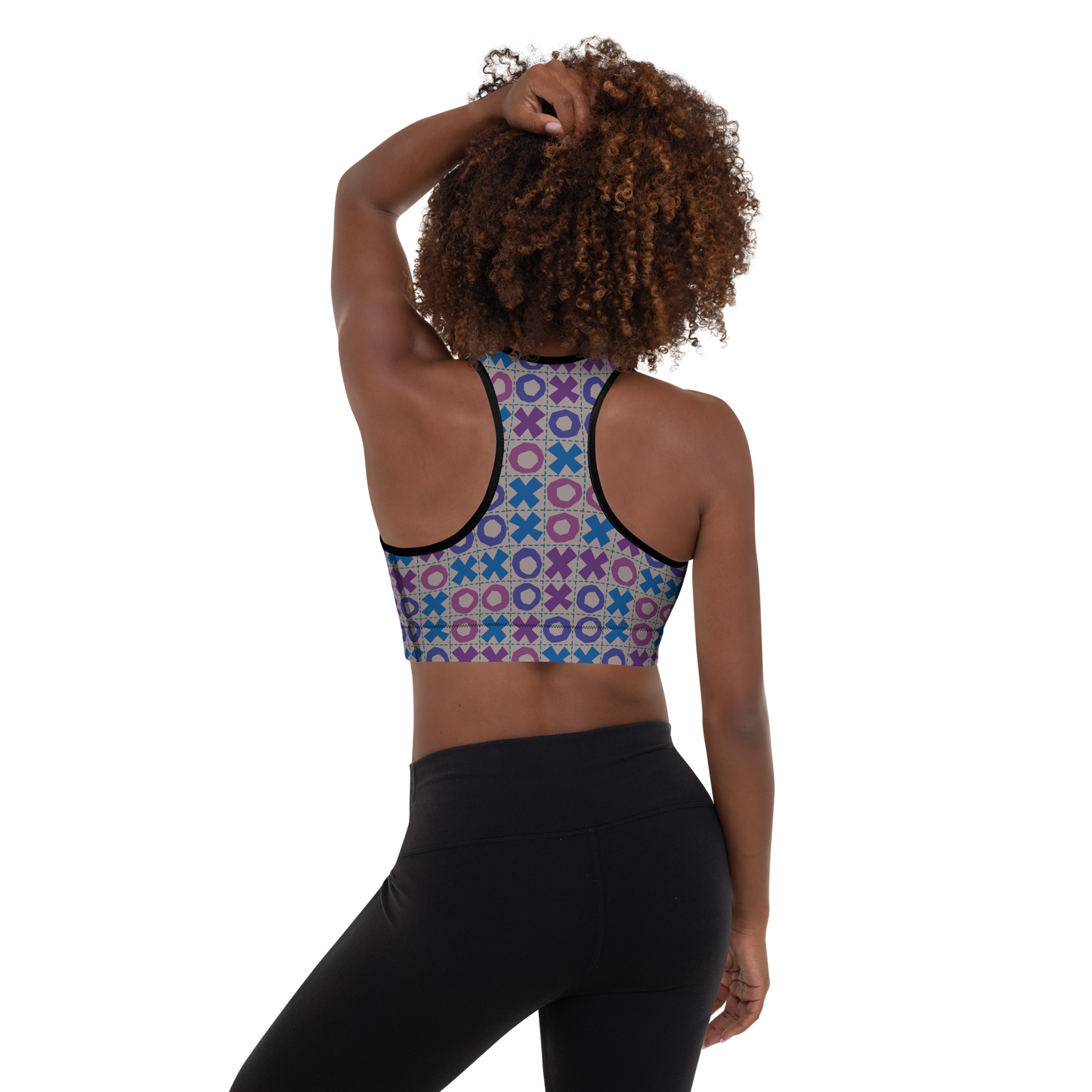 Retro Grid Tic Tac Toe Padded Sports Bra