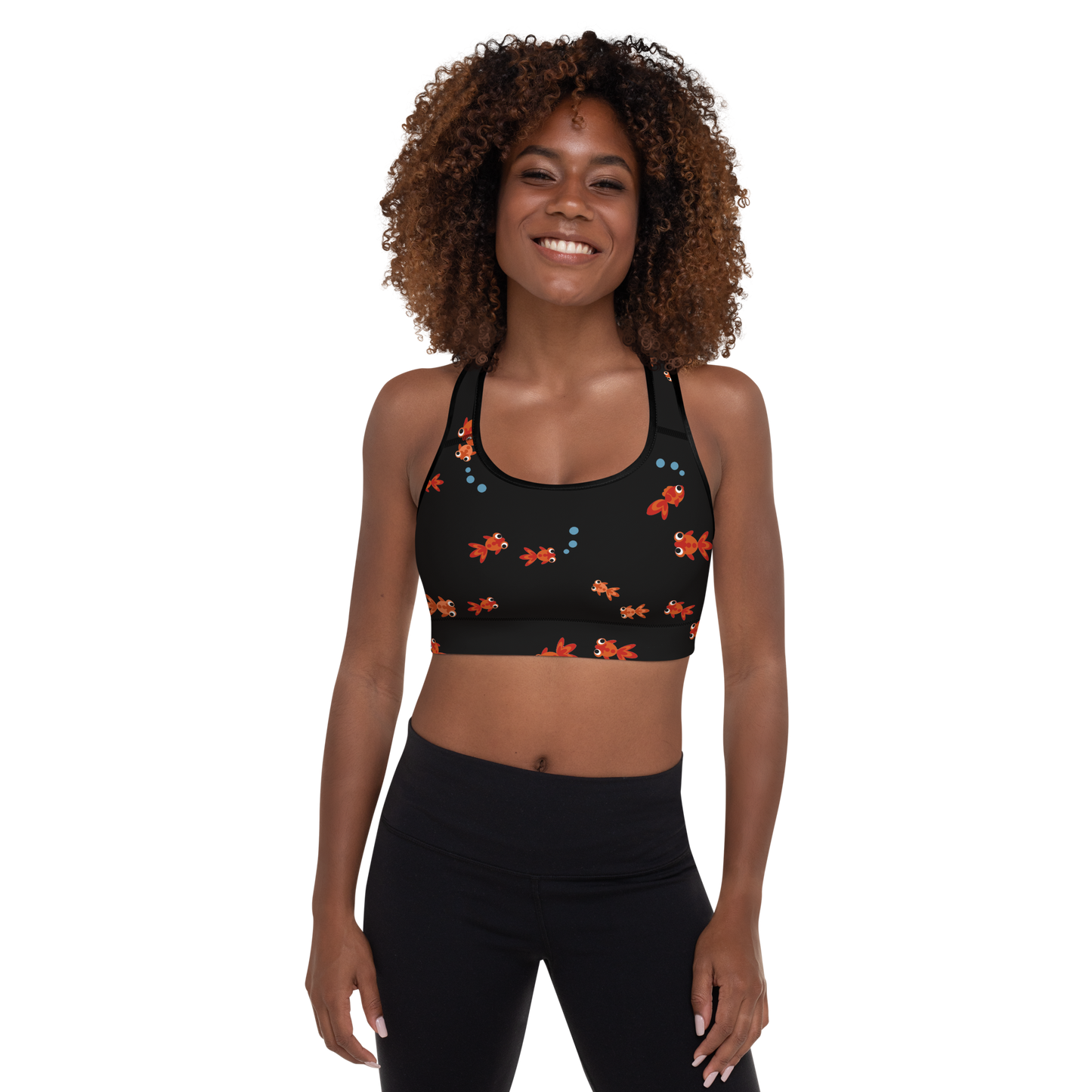 Small Goldfish Black Padded Sports Bra
