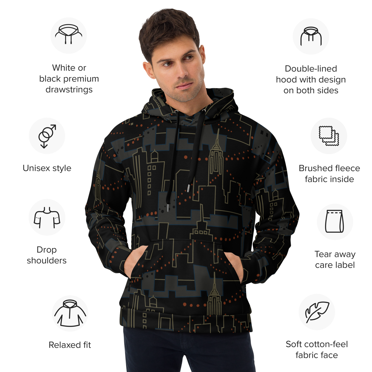 Night City Black Unisex Hoodie