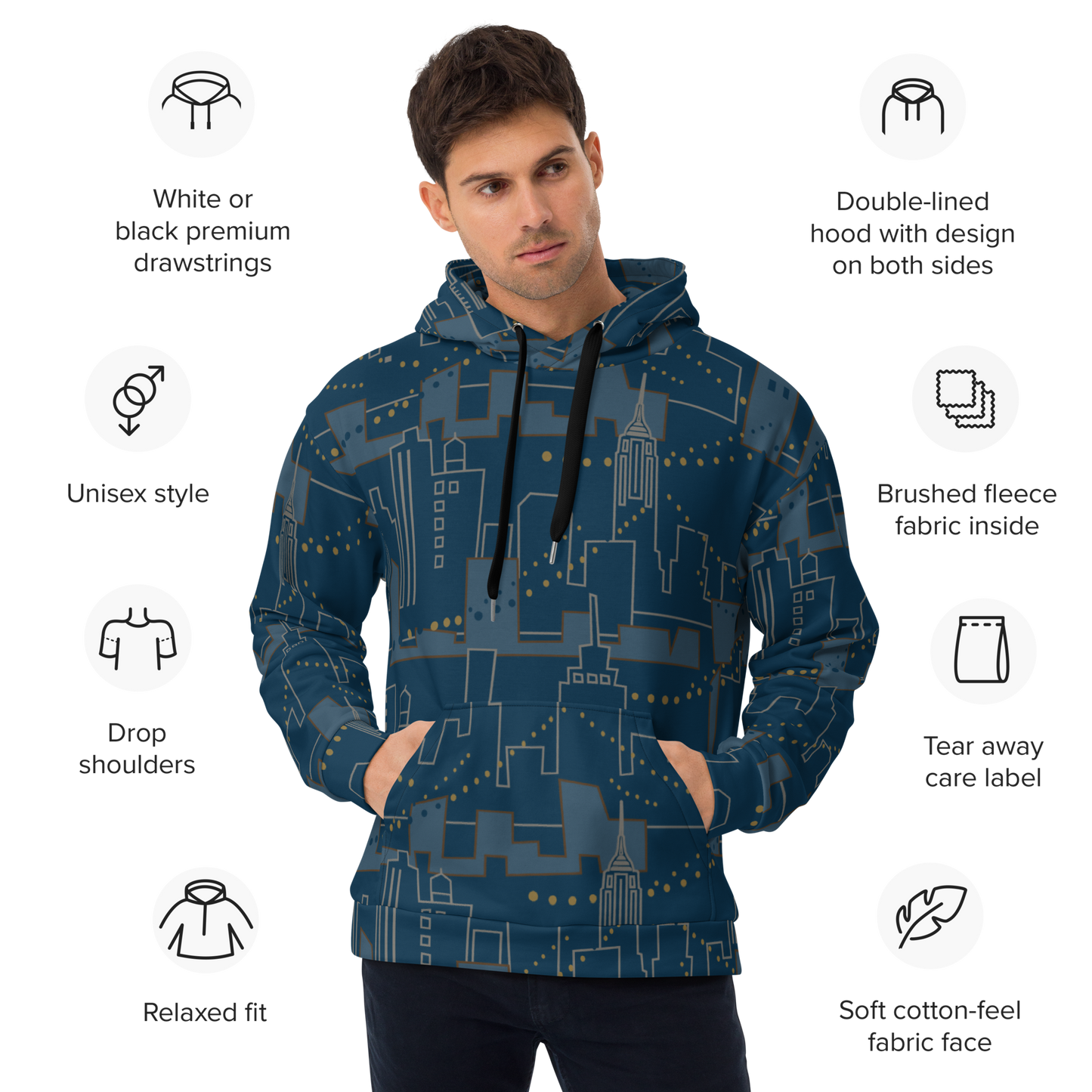 Nignt City Blue Unisex Hoodie