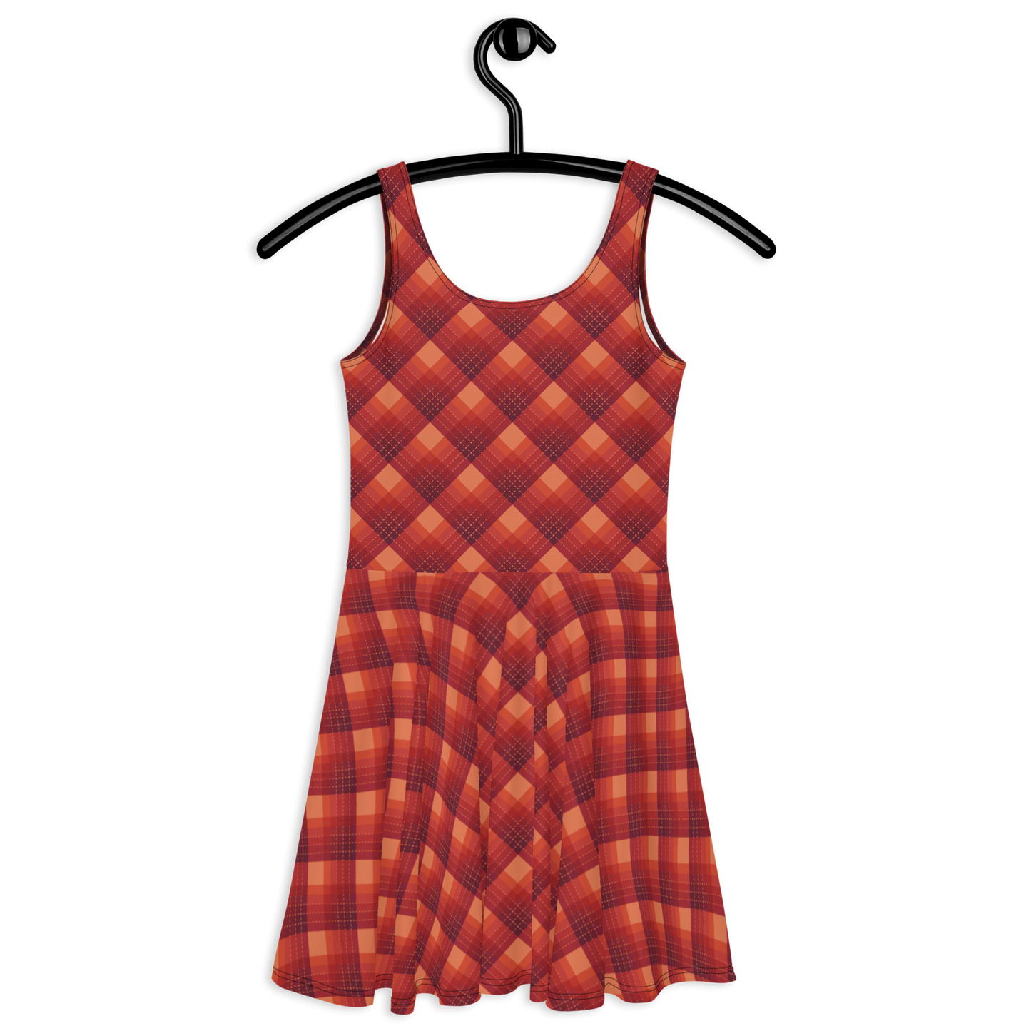 Check Orange Skater Dress