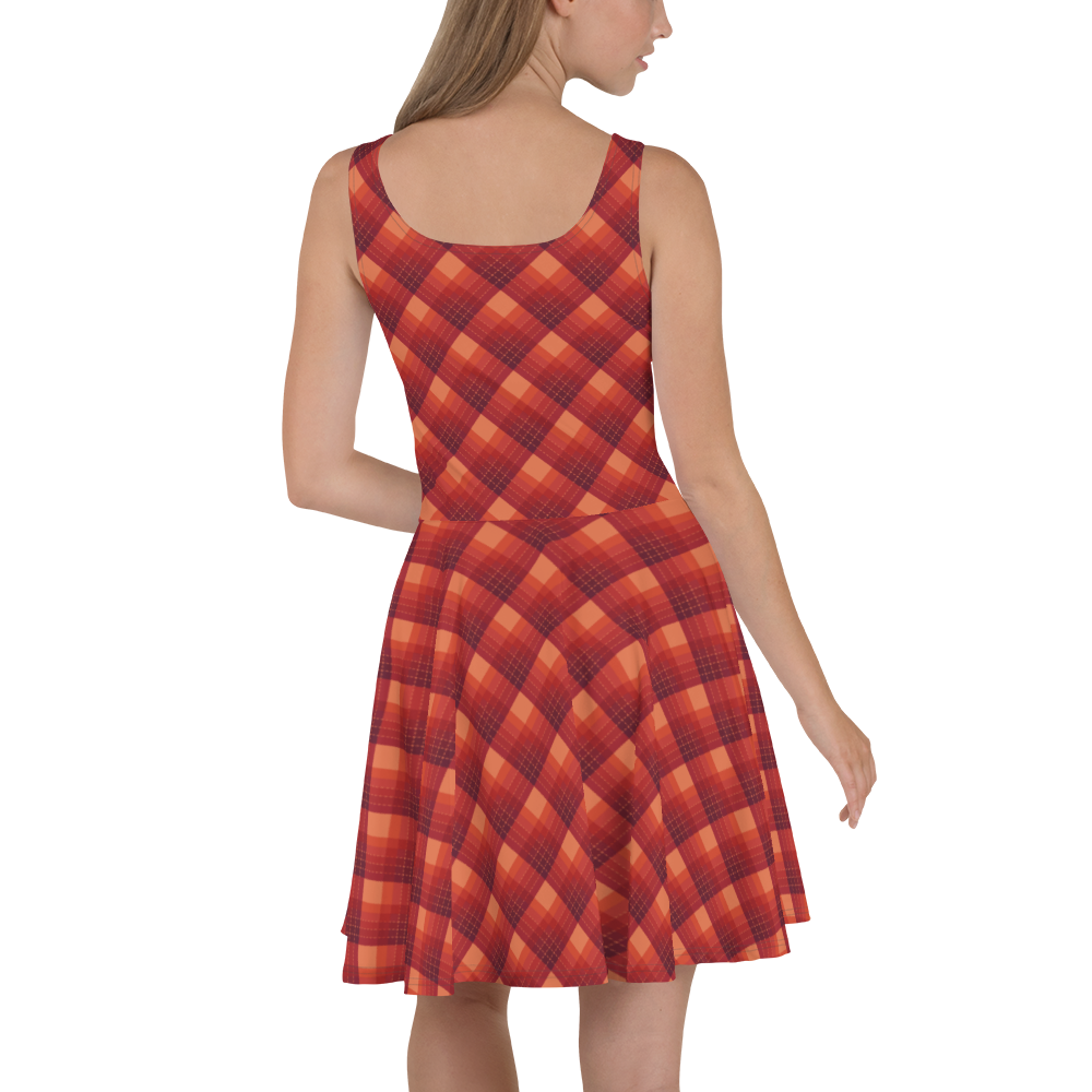 Check Orange Skater Dress