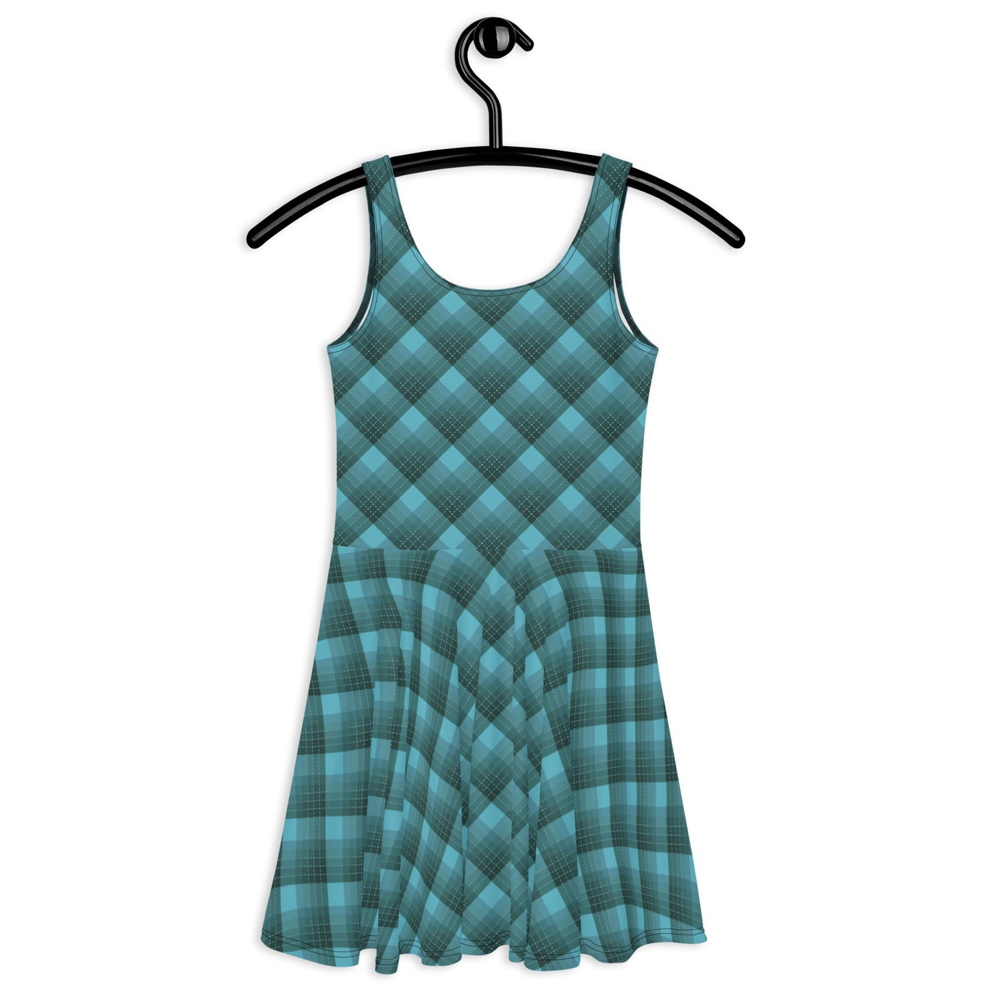 Check Teal Skater Dress