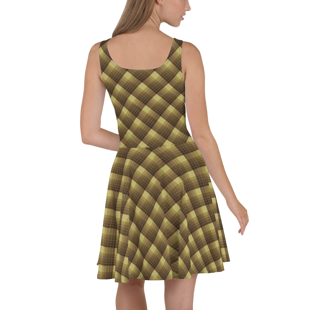 Check Mustard Skater Dress
