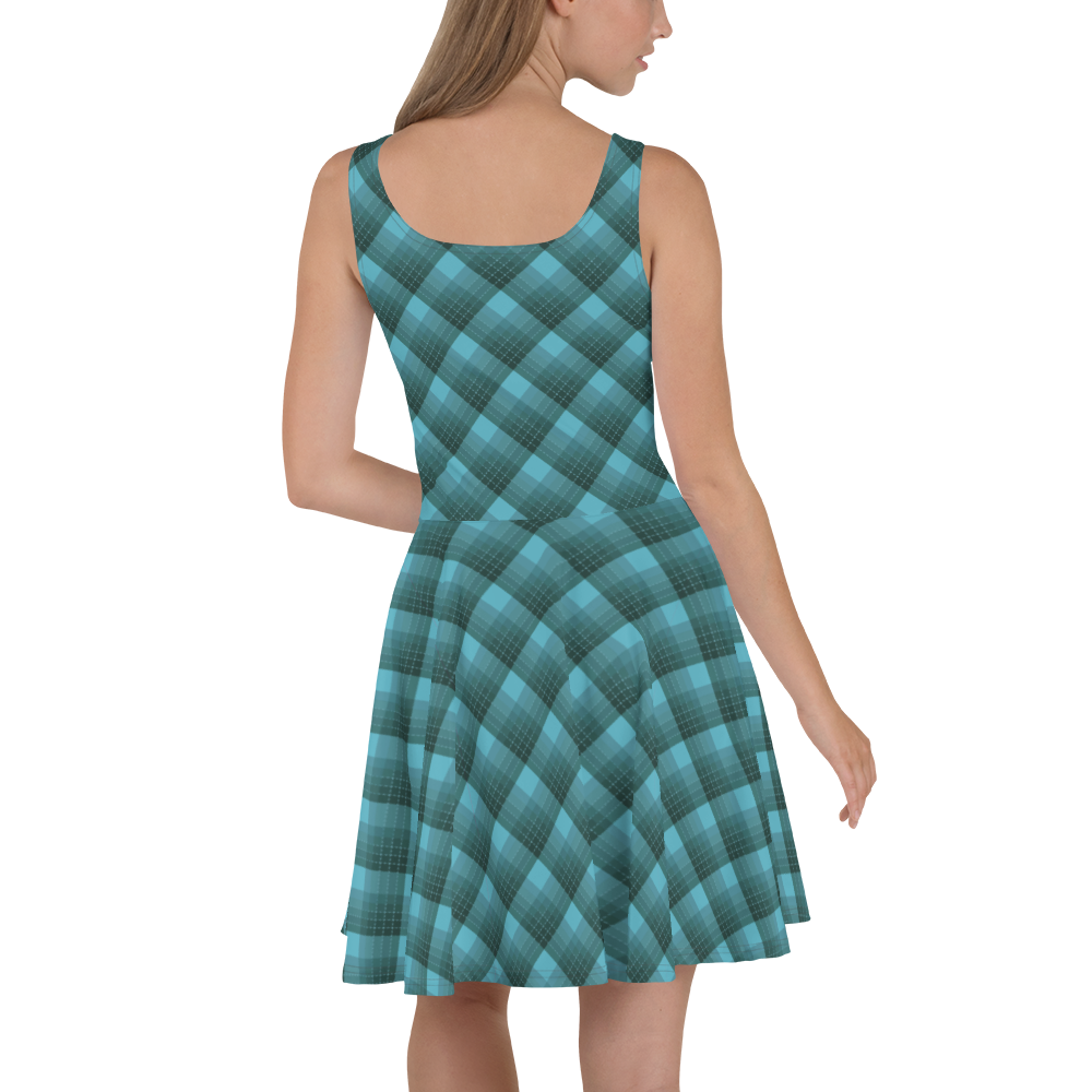 Check Teal Skater Dress