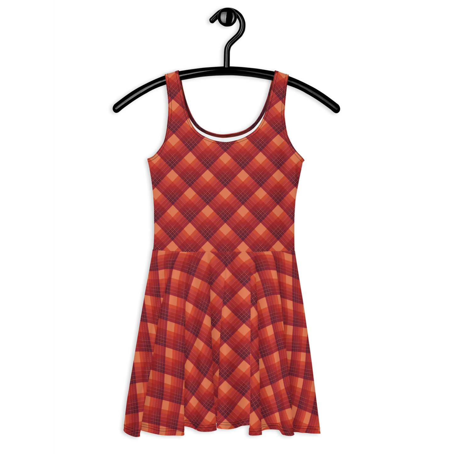 Check Orange Skater Dress