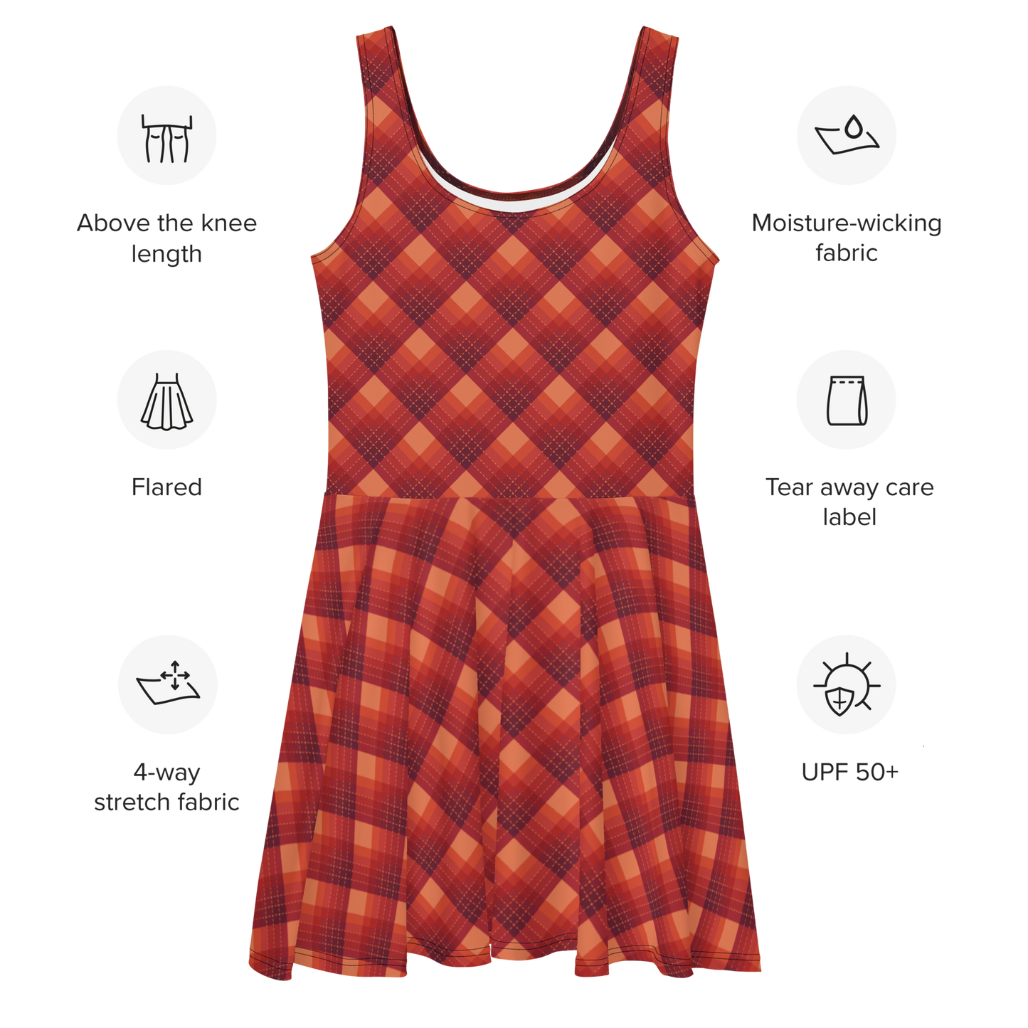 Check Orange Skater Dress