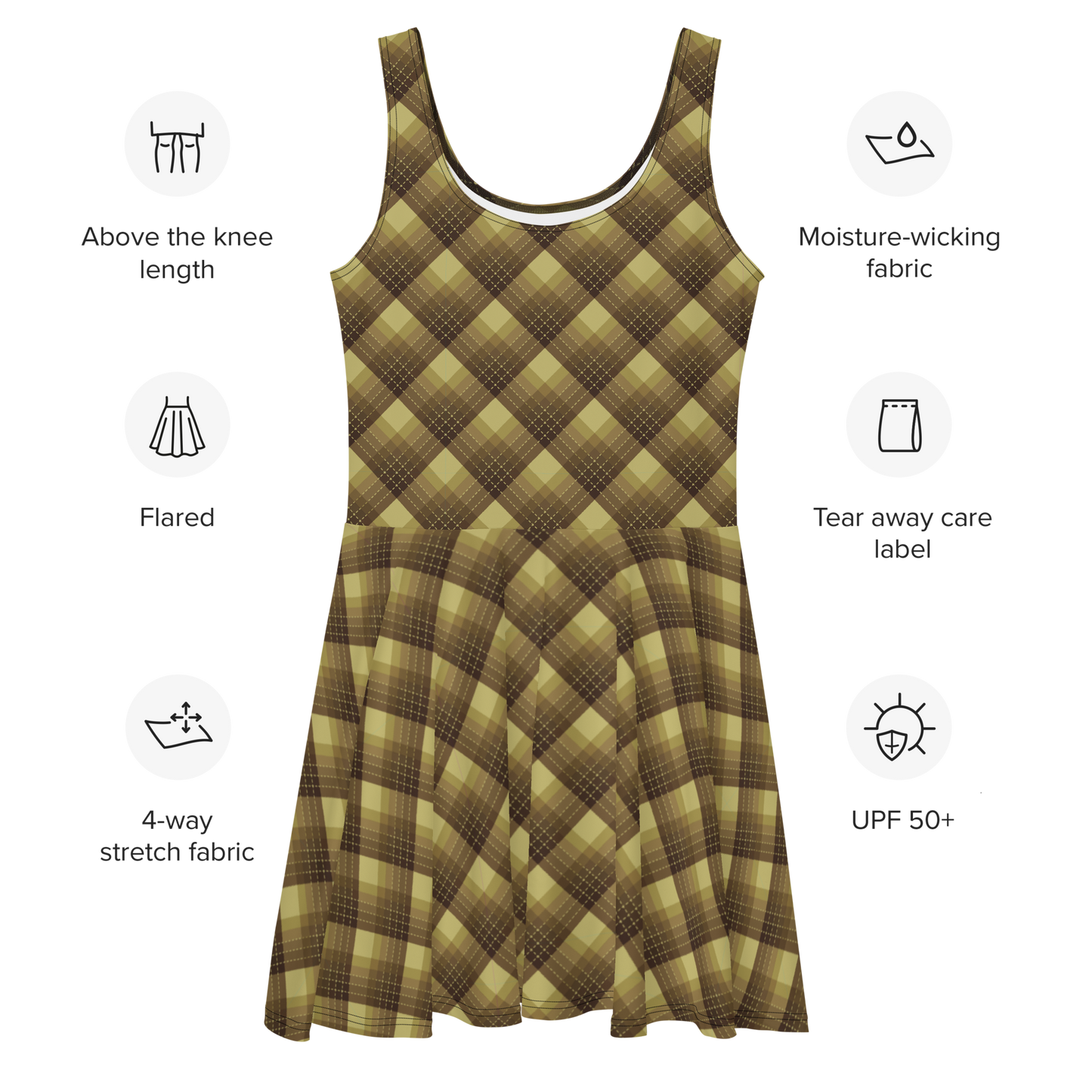 Check Mustard Skater Dress