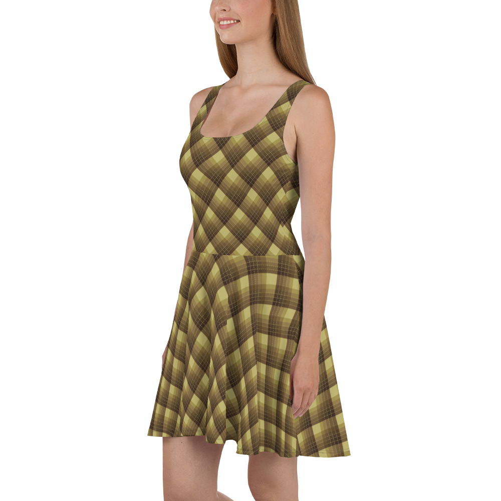 Check Mustard Skater Dress