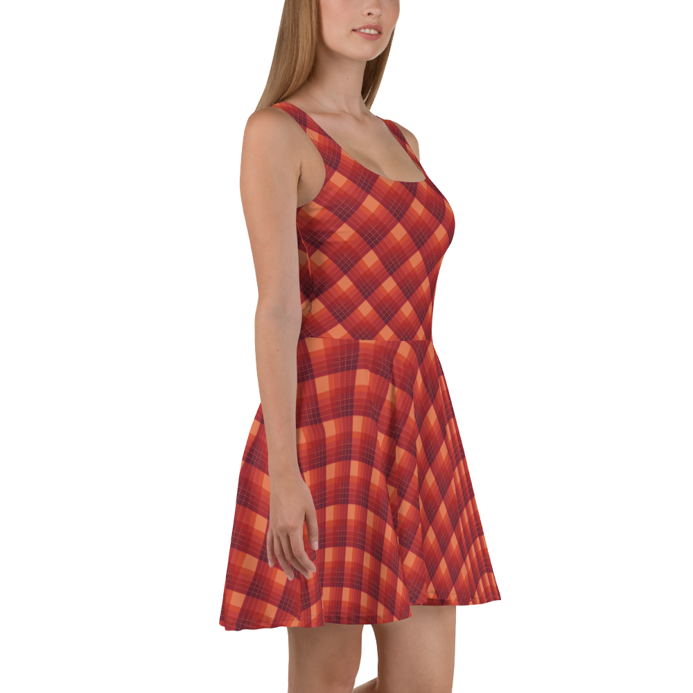 Check Orange Skater Dress