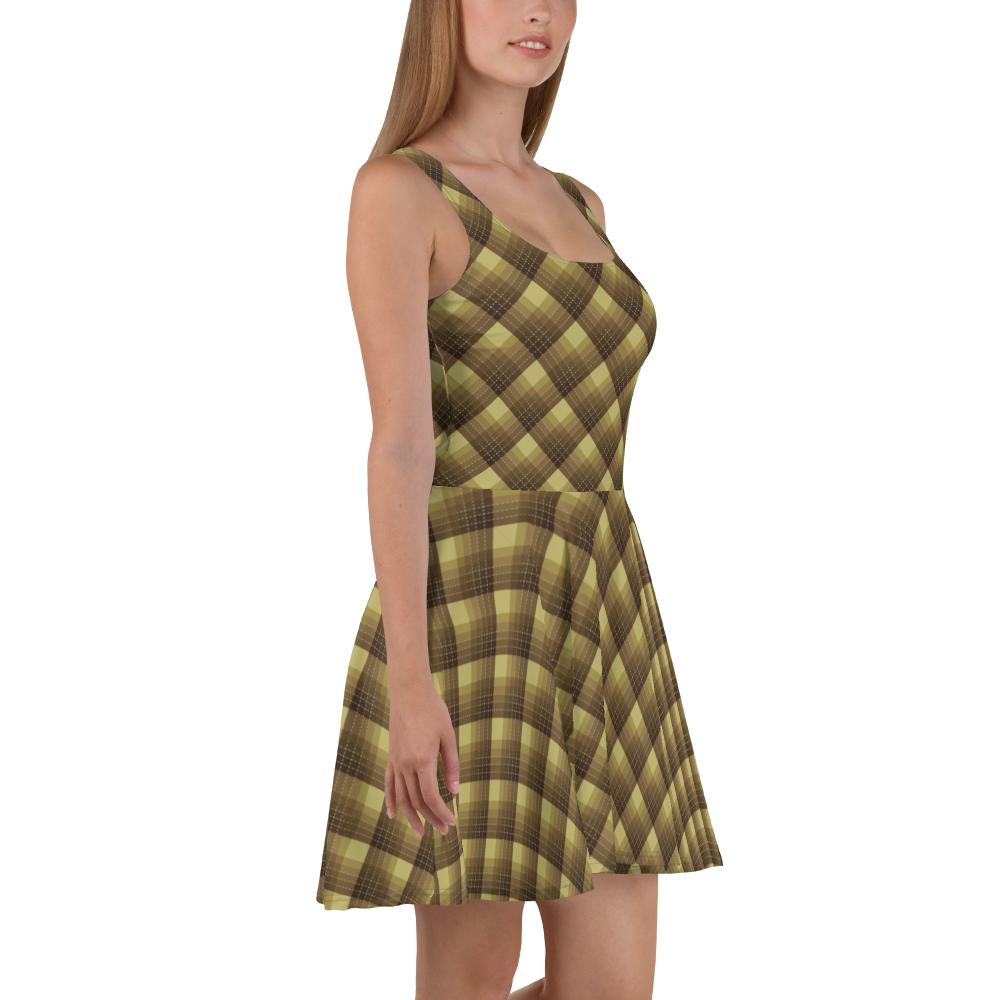 Check Mustard Skater Dress