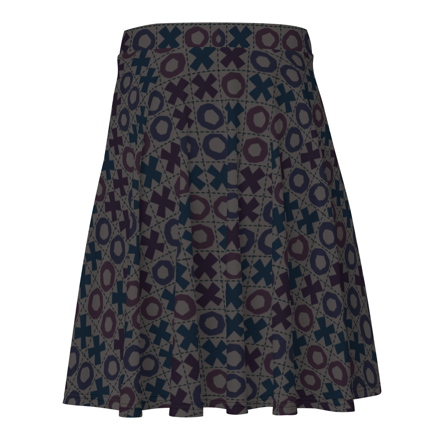 Tic Tac Toe Dark Grid Skater Skirt