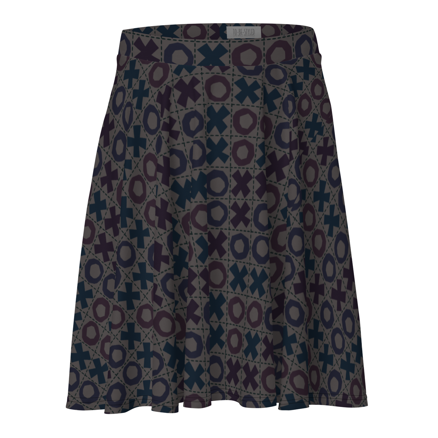 Tic Tac Toe Dark Grid Skater Skirt