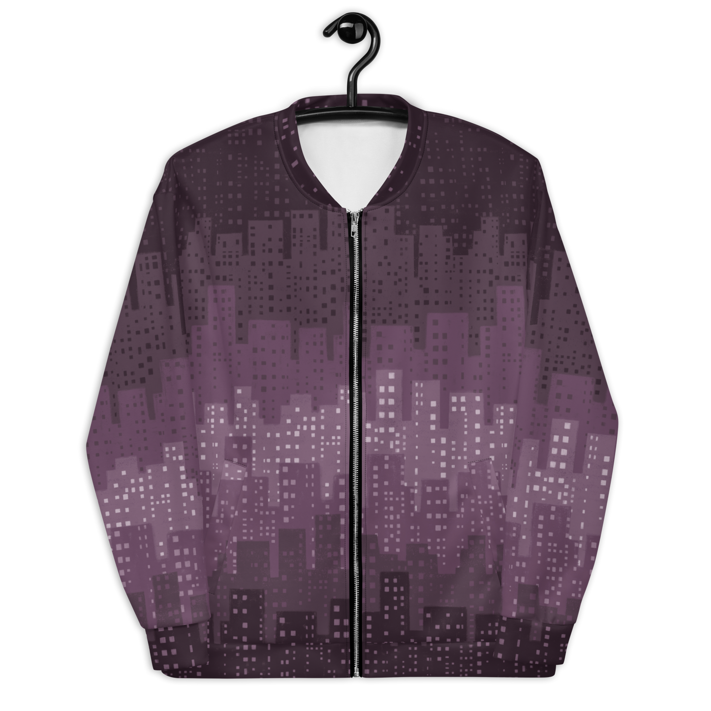 Cityscape Purple Unisex Bomber Jacket