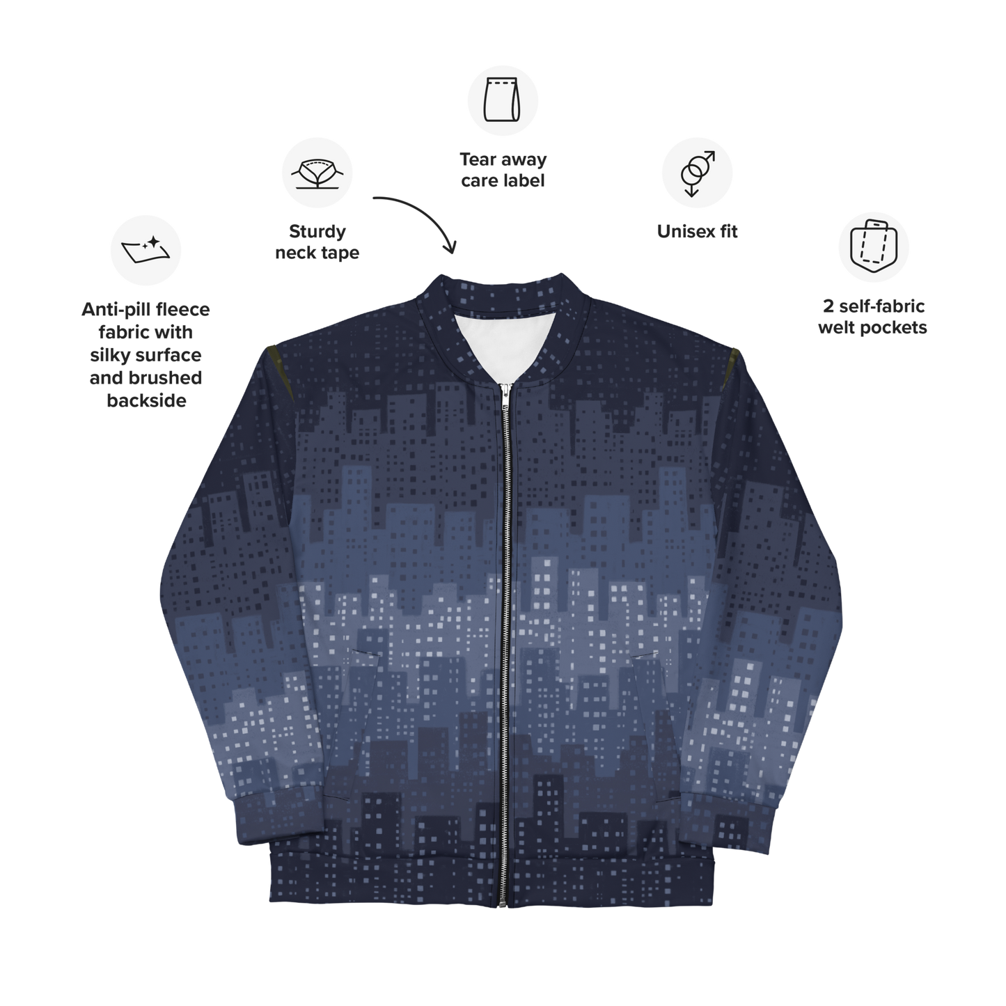Cityscaper Navy Unisex Bomber Jacket