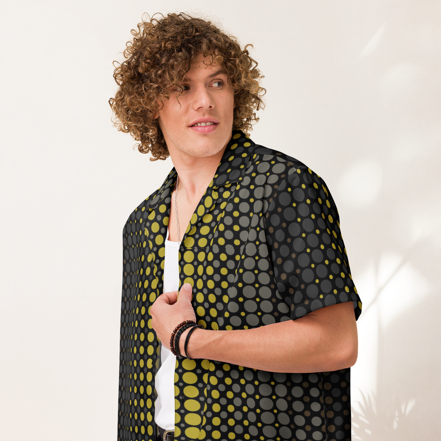 Ombre Dots Gray/Khaki nisex button shirt