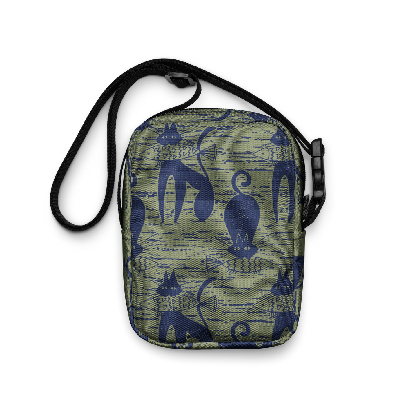 Cat eat Fish Khaki Utility crossbody bag