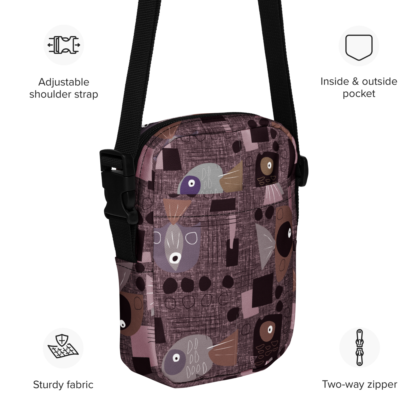 Funky Fish Wine Utility crossbody bag