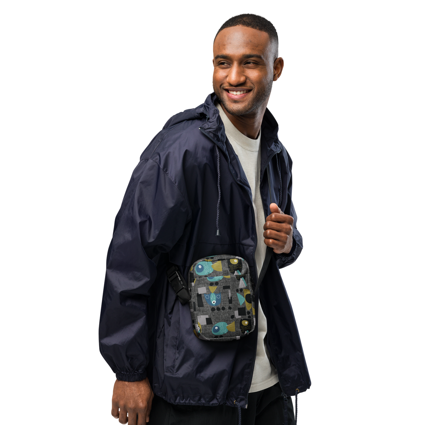 Funky Fish Black Utility crossbody bag