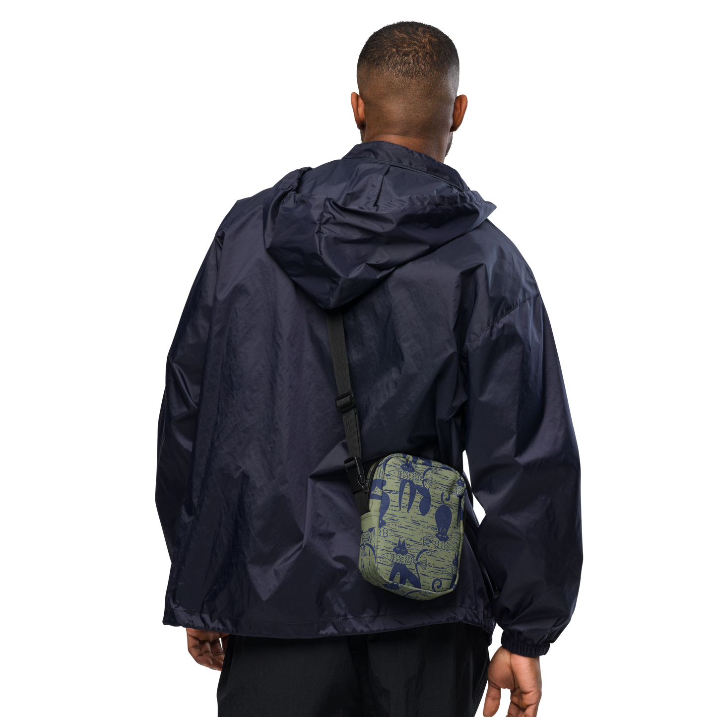 Cat eat Fish Khaki Utility crossbody bag