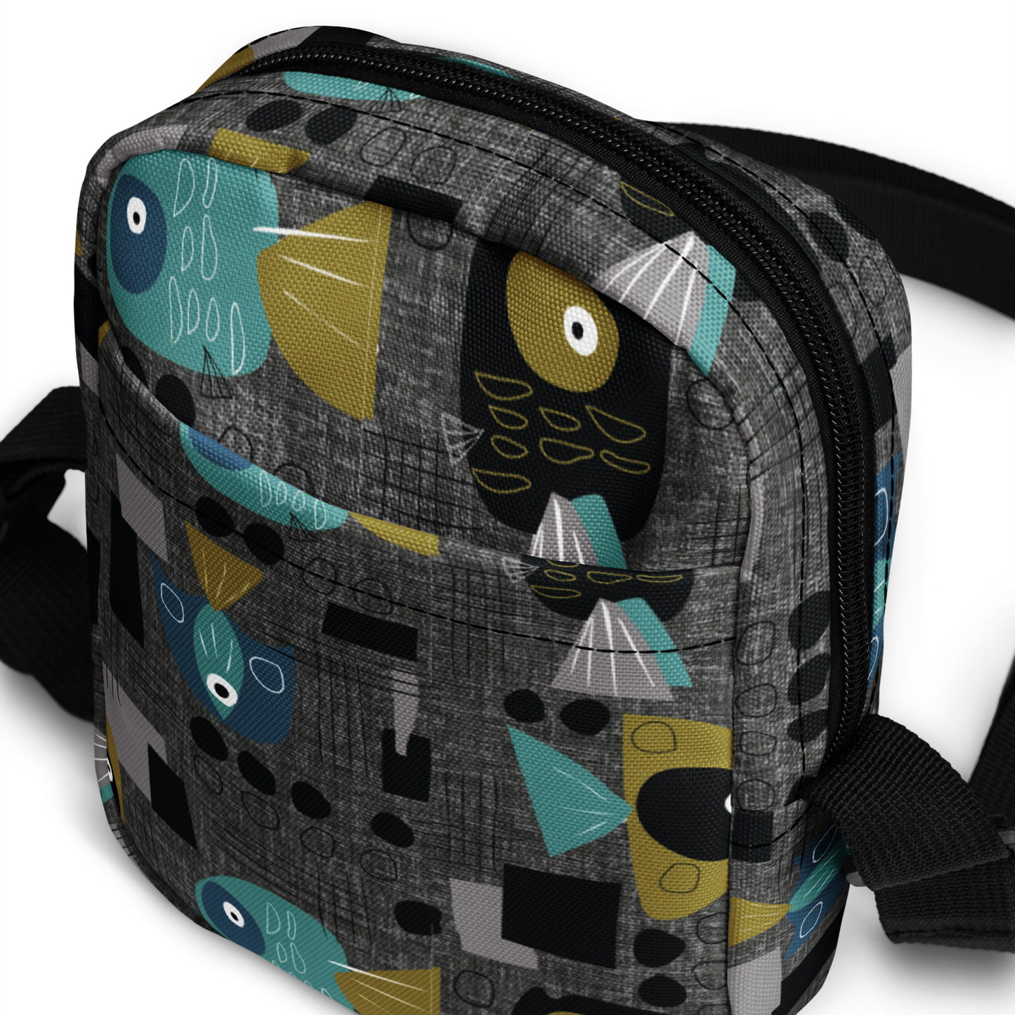 Funky Fish Black Utility crossbody bag