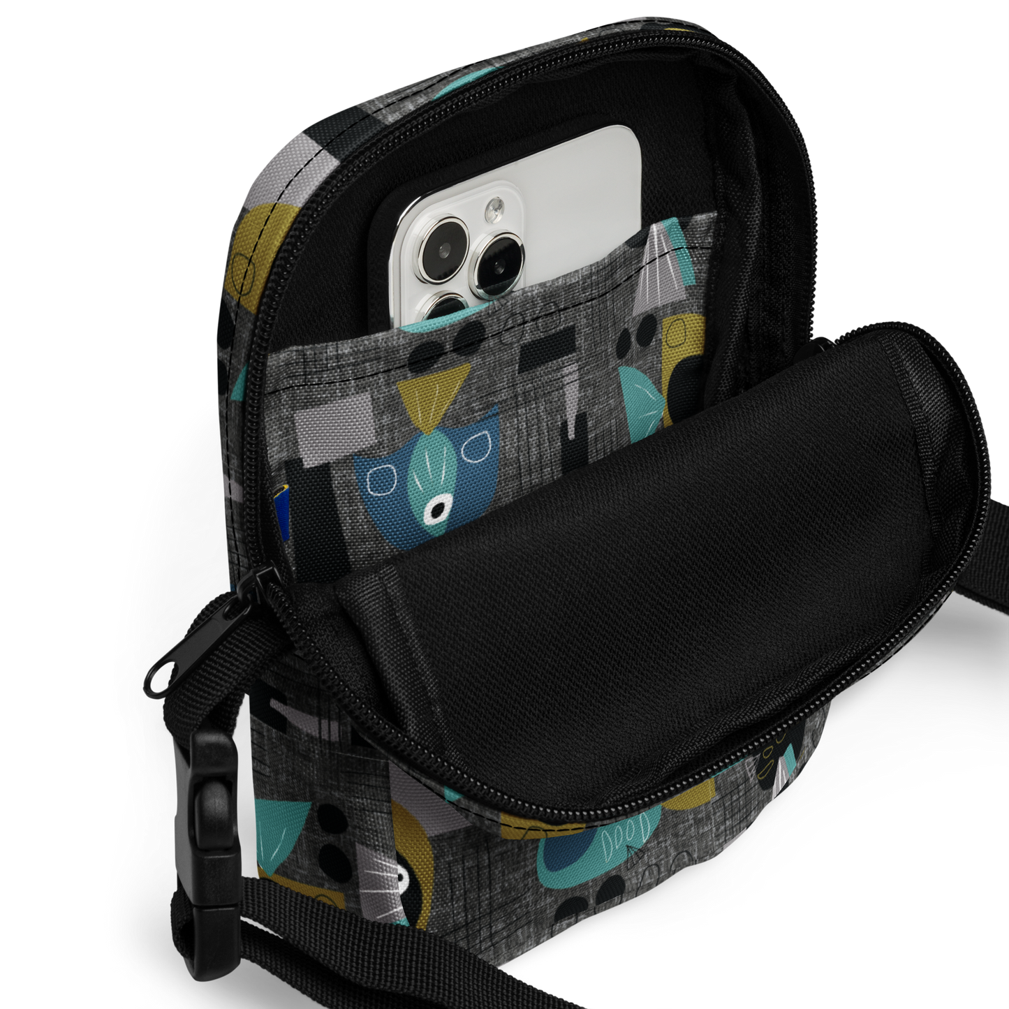 Funky Fish Black Utility crossbody bag