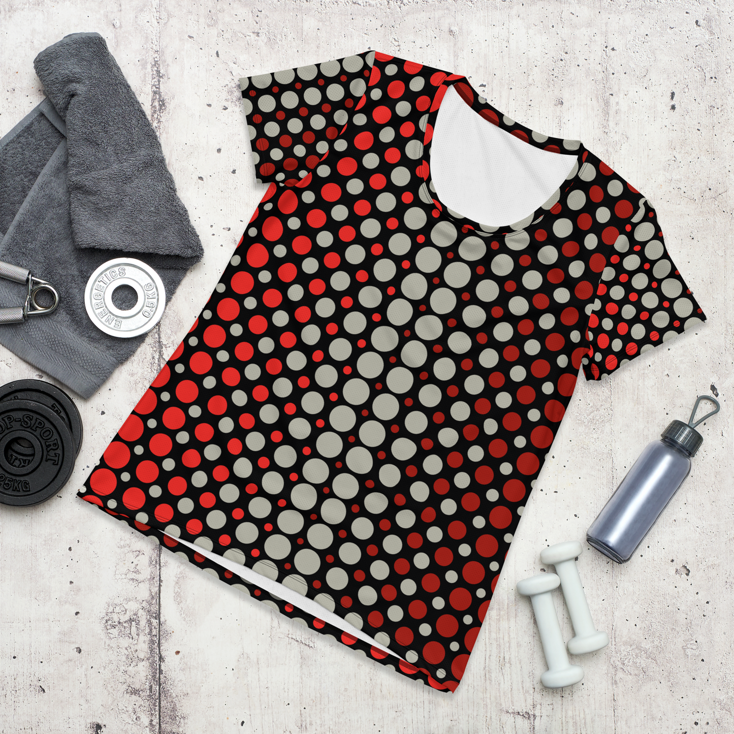 Ombre Dots Athletic T-shirts - Red