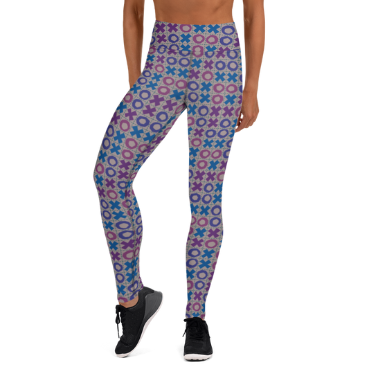 Yoga Leggings / Tic Tac Toe Grid - Retro