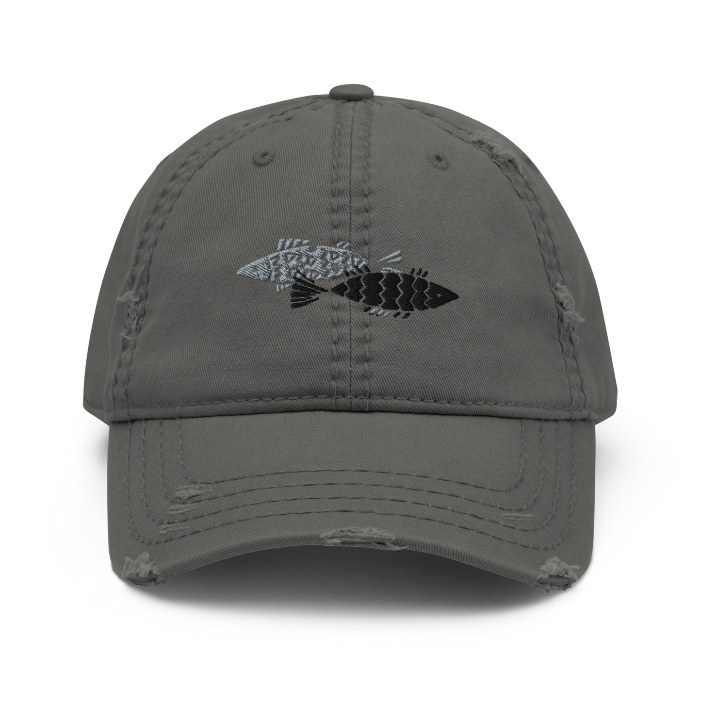 Fishing day Distressed Dad Cap Gray