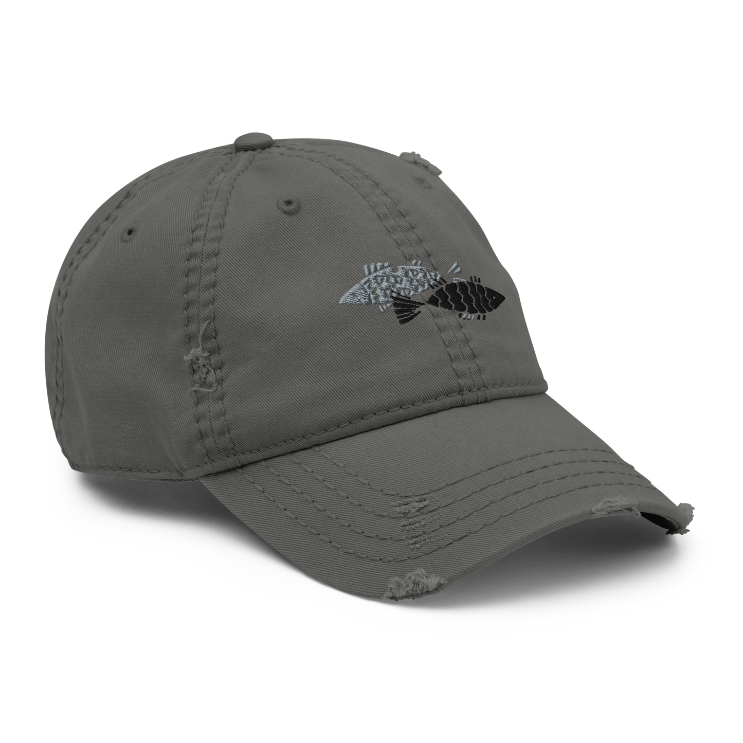 Fishing day Distressed Dad Cap Gray