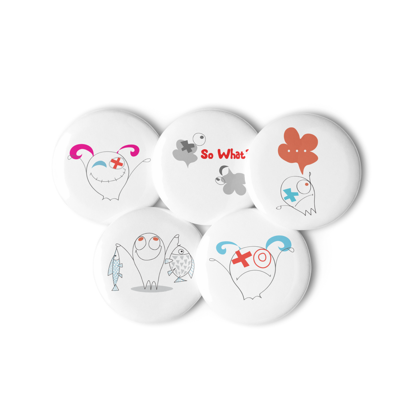 Set of pin buttons