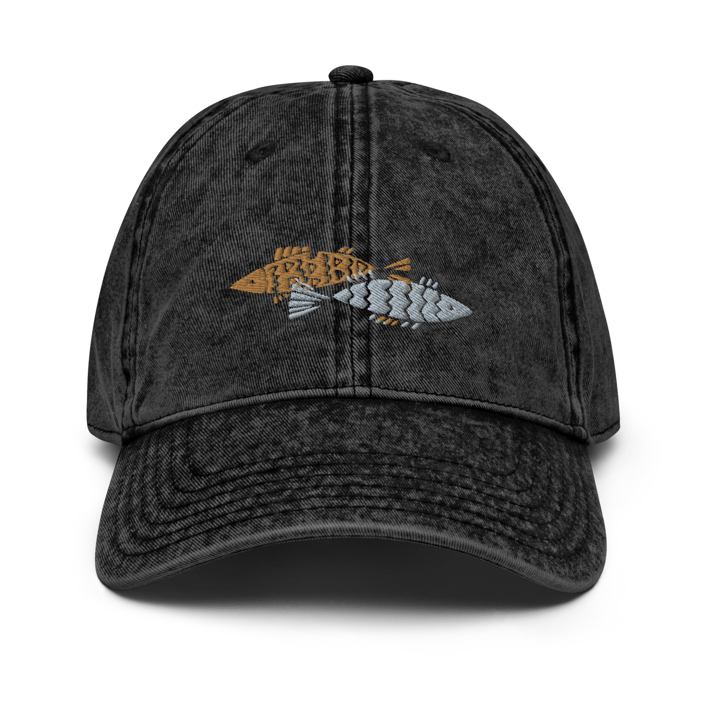 Fishing day Vintage Cotton Twill Cap Black