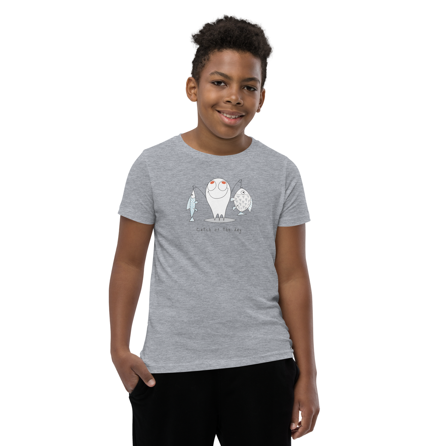 Catch of the Day Grey & White Youth T-Shirt