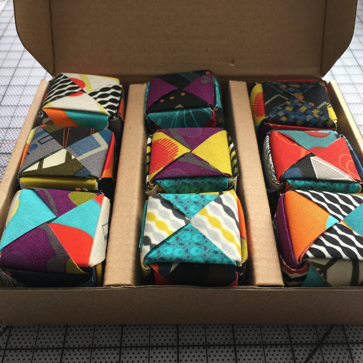 Folded Fabric Paper Cube Ornament (Assorted 4 or 9 )