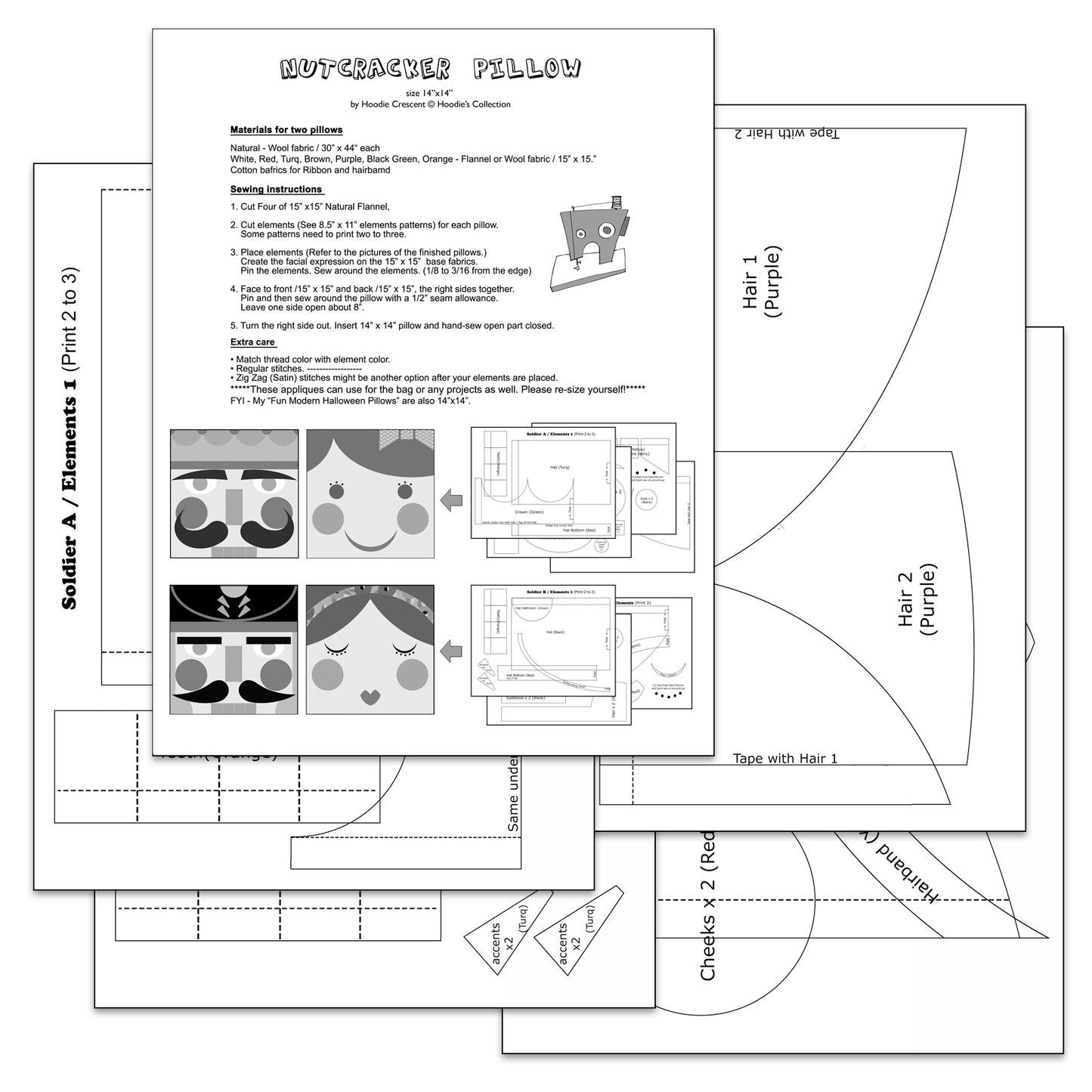 DIY - Nutcracker Pillow / Sewing Pattern PDF File