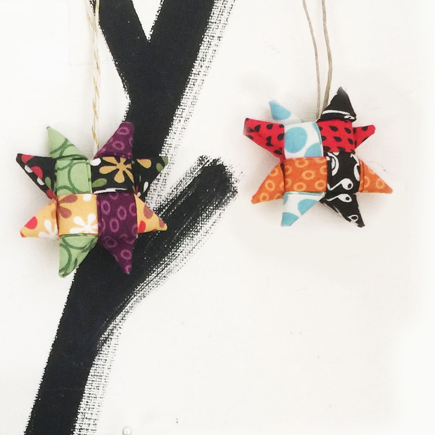 Folded Fabric Scandinavian Star Ornament / Set of Two or Ten