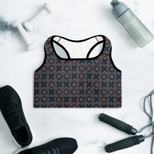 Padded Sports Bra - Dark Tic Tac Toe