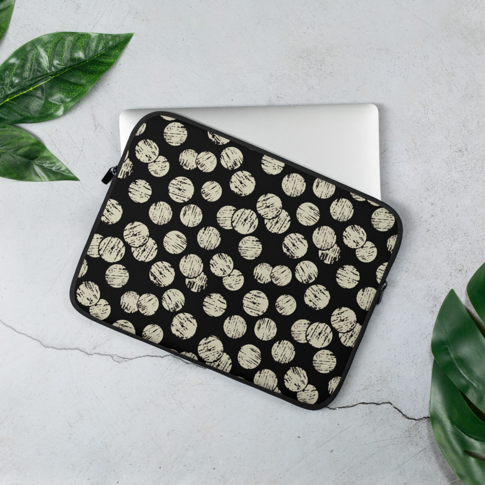 Vintage Dots Laptop Sleeve - Black