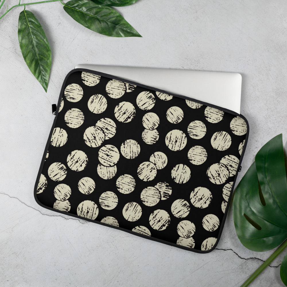 Vintage Dots Laptop Sleeve - Black
